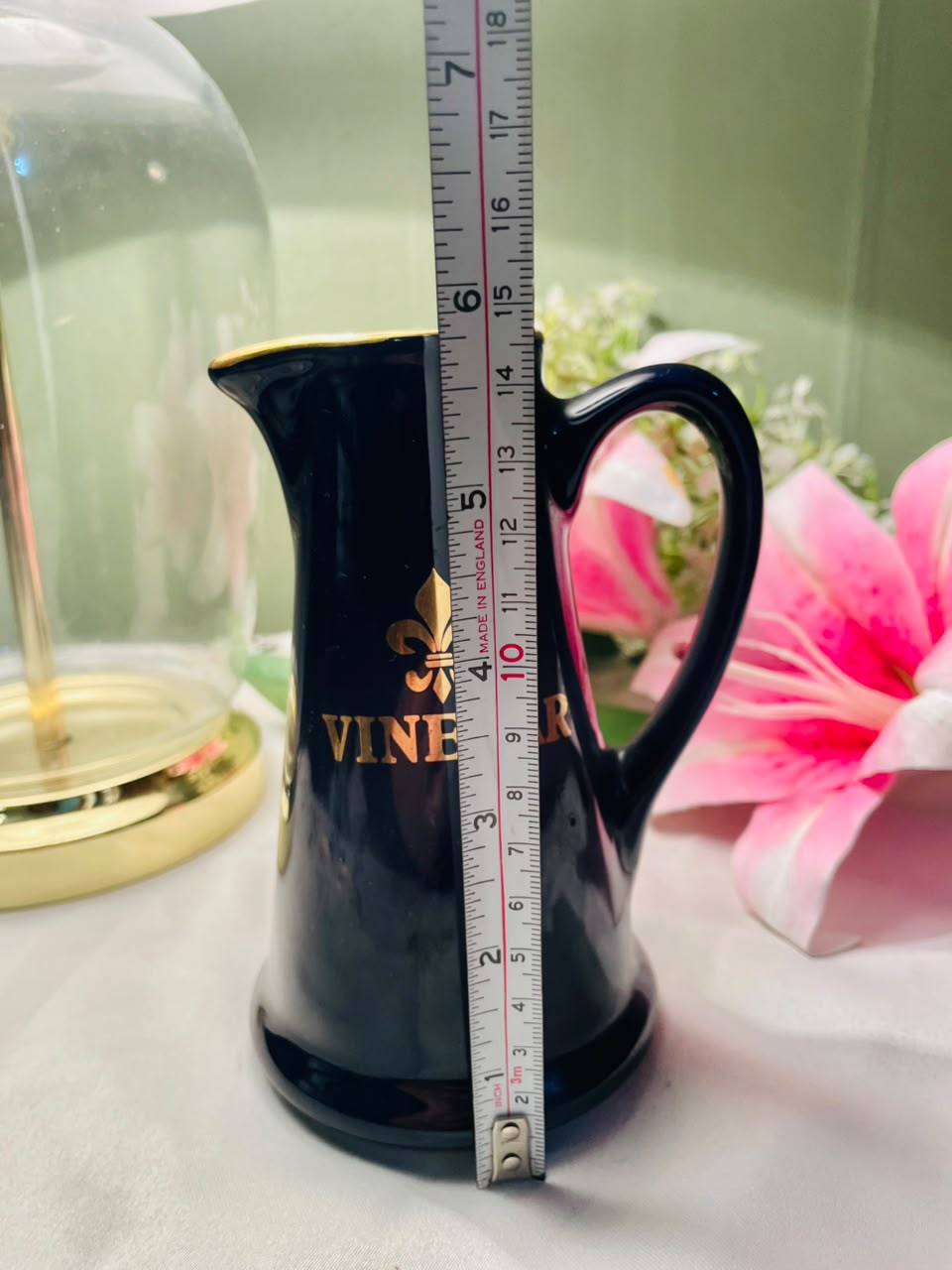 Vintage Navy Blue Ceramic Jug Made in England 14.5 cm