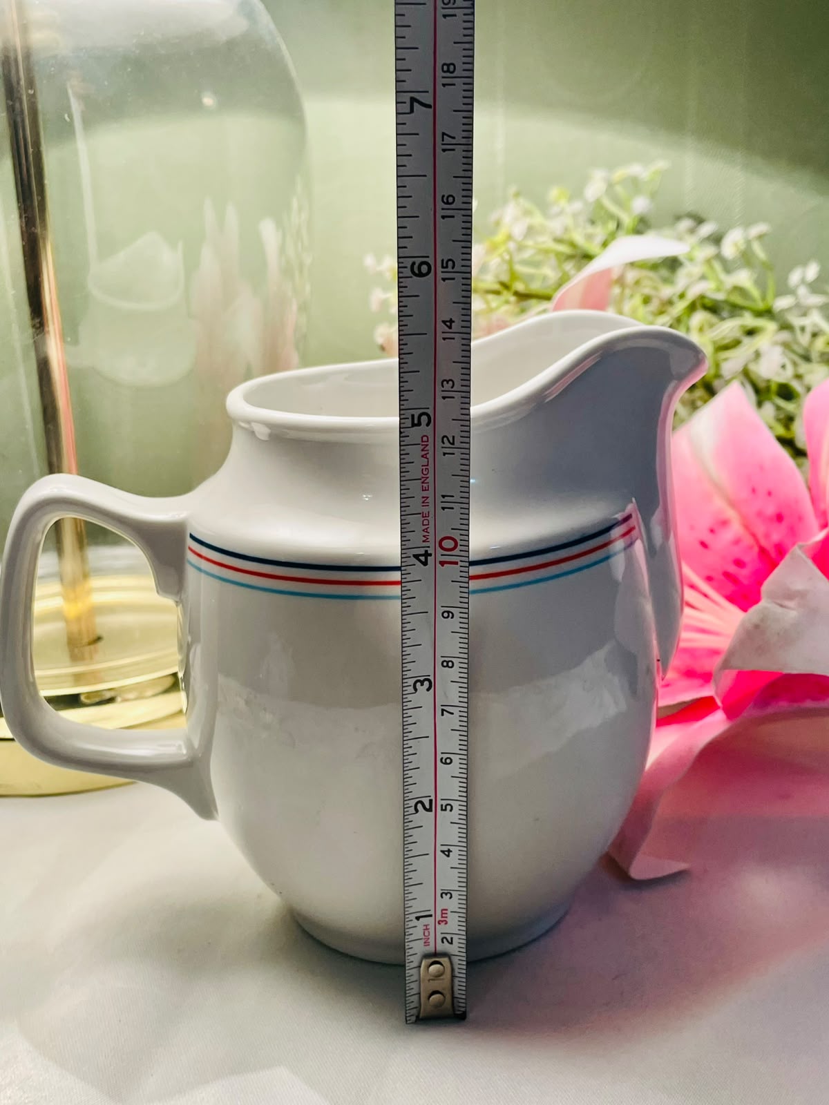 TIBA Steelite White Striped Jug, Approx. 5.5 in