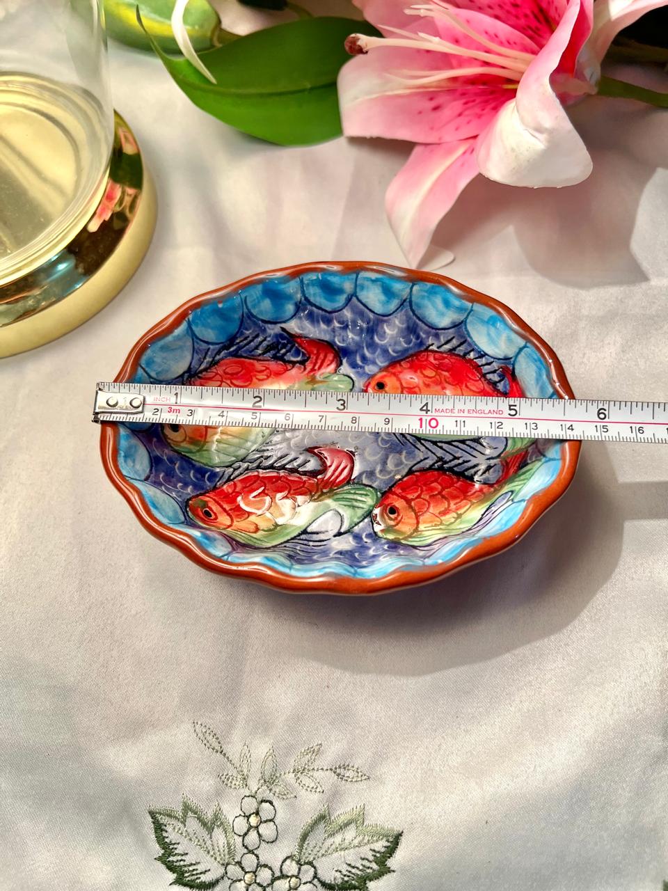 Portugal Hand-Painted Fish Ceramic Dish, Approx. 6.5 in