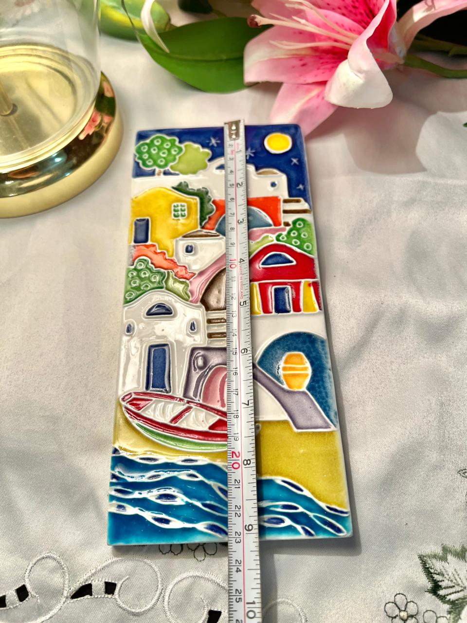 Hand Painted Creazioni Luciano Italy Sorrento Ceramic Wall Plaque, April 1985, Approx. 9 in