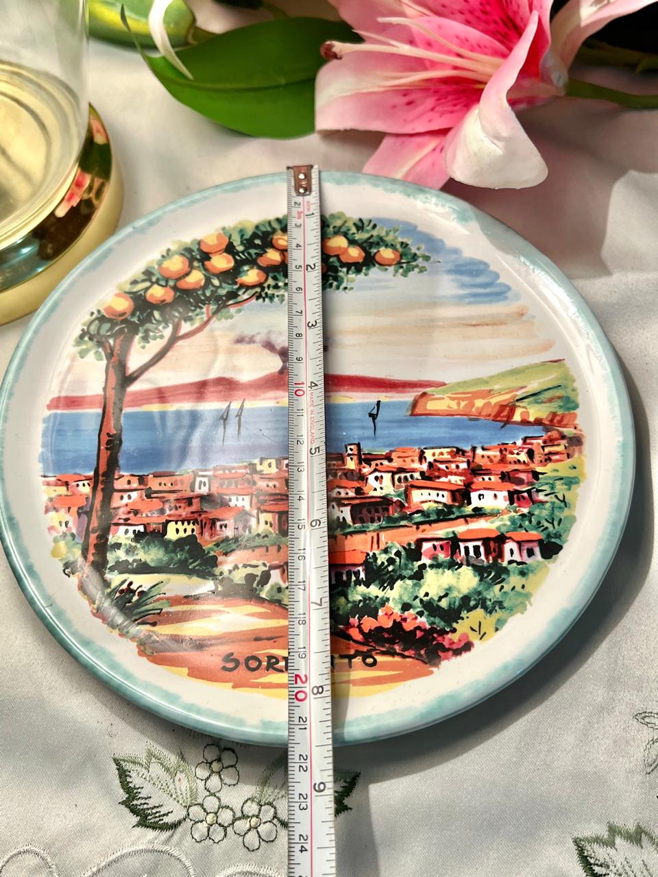 Hand Painted Pisapia Sorrento Italy Ceramic Scenic Wall Plate, Approx. 8 in