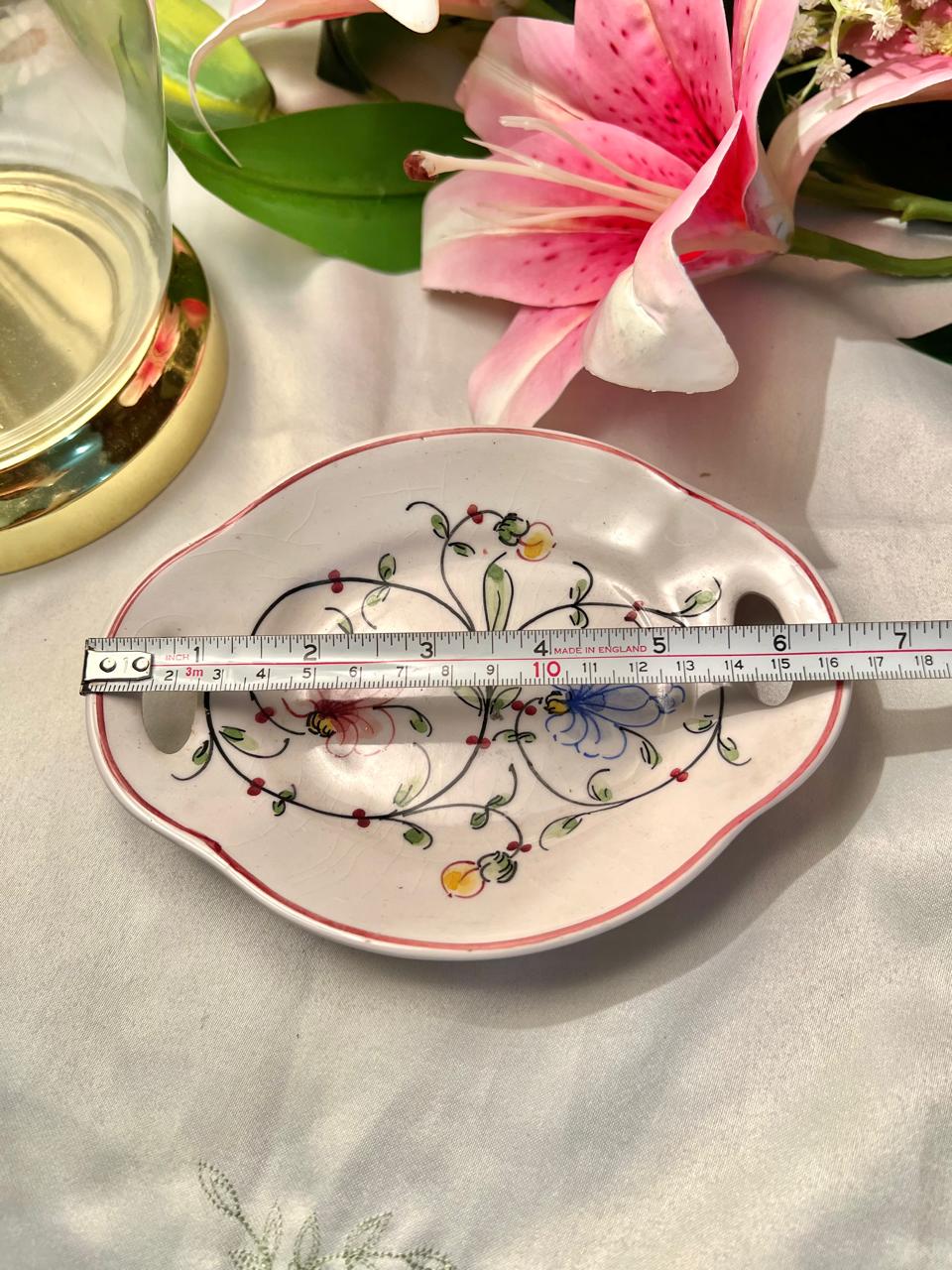 Hand-Painted Portugal Floral Ceramic Dish, 1-Piece, 7 in