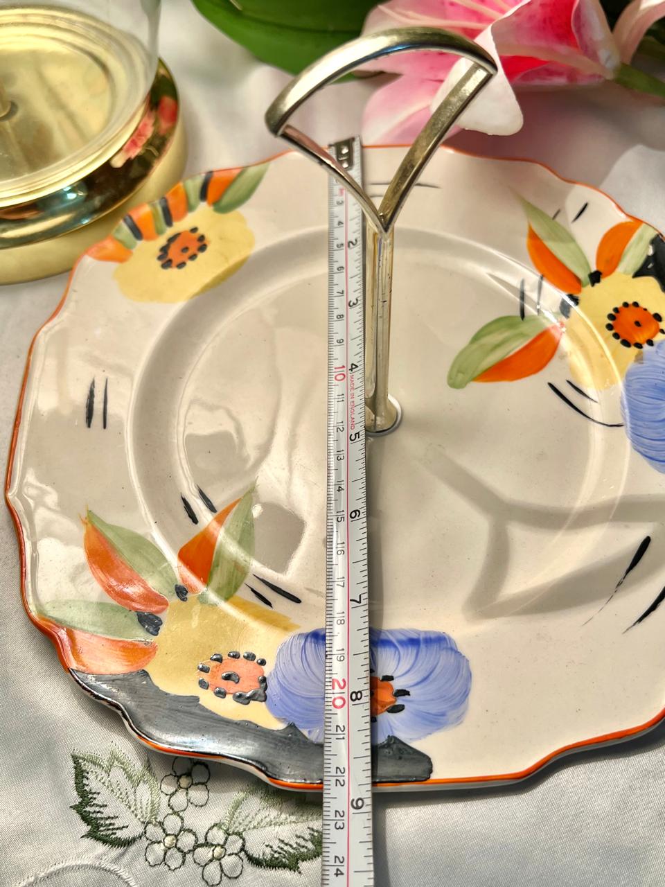 Myott Son & Co Hand-Painted Floral Pastry Plater, 1-Piece, 9 in