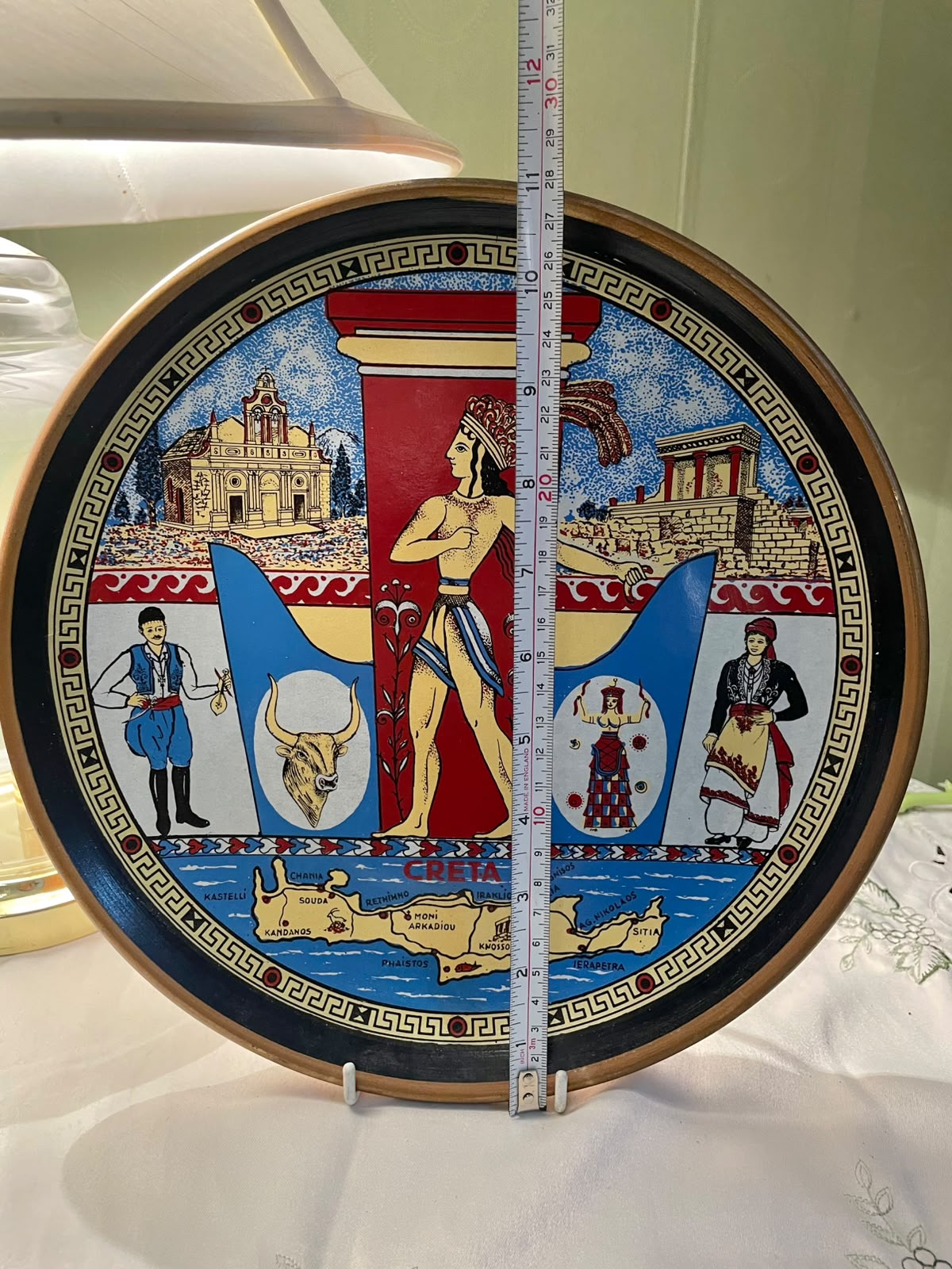 Creta Greek Scene Decorative Ceramic Plate, 1-Piece, Approx. 11 in