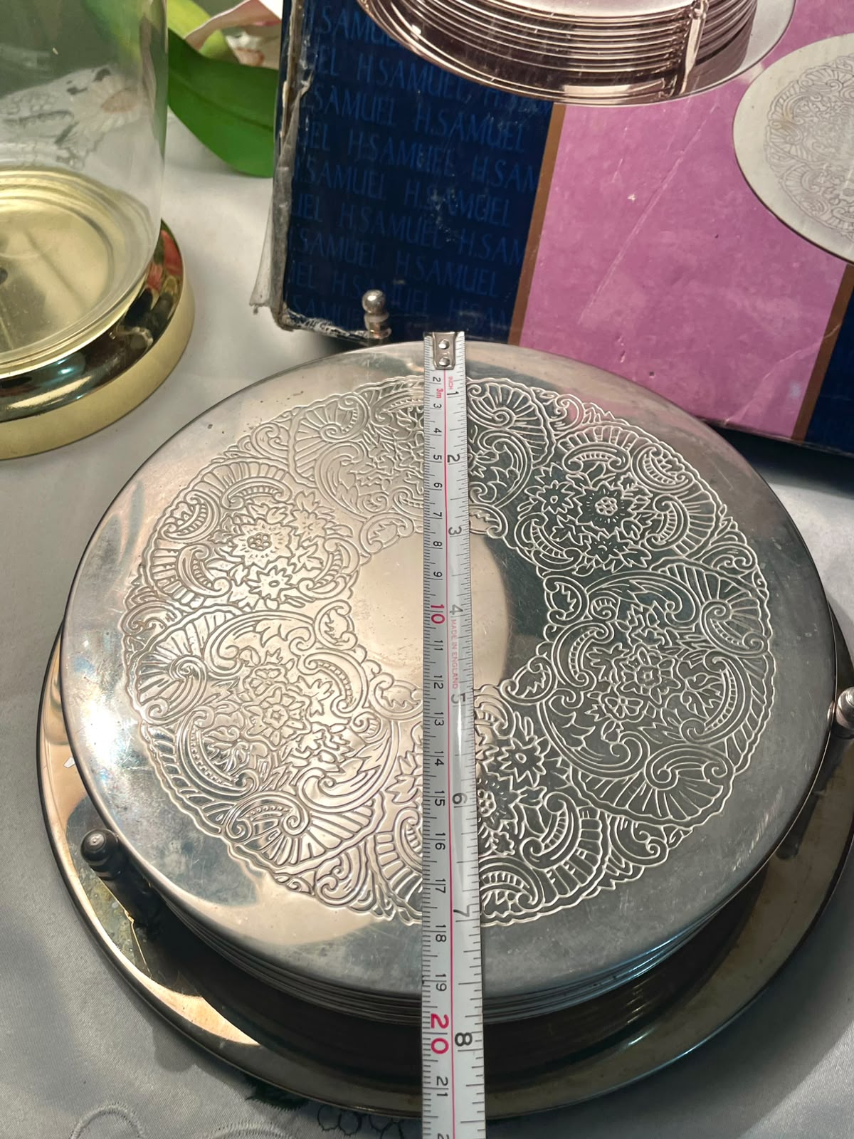 H.Samuel Silver Floral Placemats with Holder 6-Piece Set (8in)