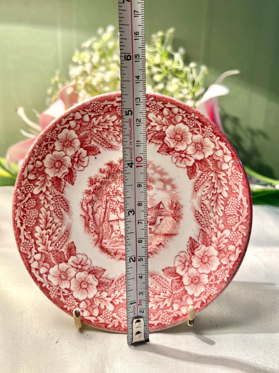 Vintage J. Broadhurst Constable Series Red Transferware Plate – Staffordshire England 1976