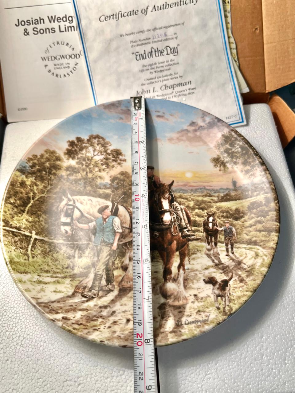 Wedgwood “End of the Day” 1990 Collector Plate by John L. Chapman – Life on the Farm, Limited Edition