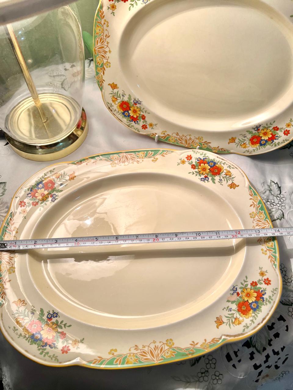 Woods Ivory Ware Floral Serving Platters 2 Piece Set 30cm & 36cm