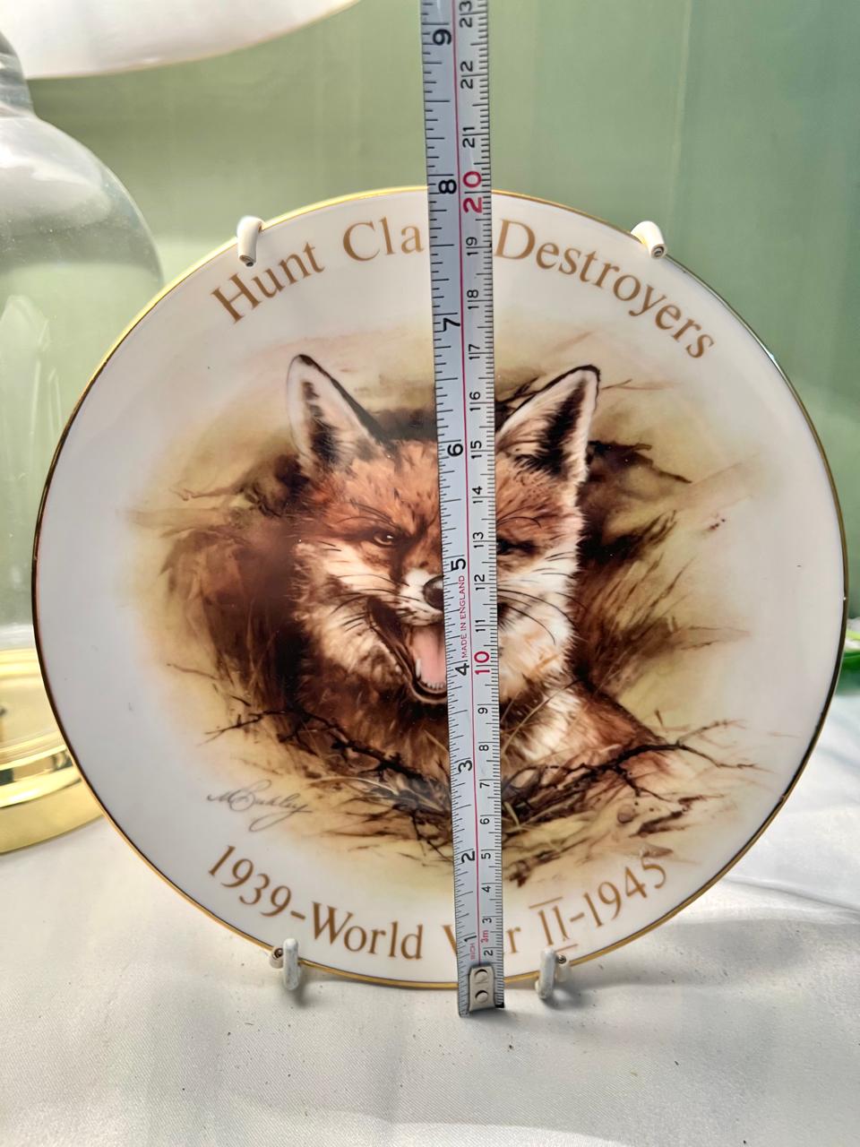 Hunt Class Destroyers WWII Bone China Fox Wall Plate 8"
