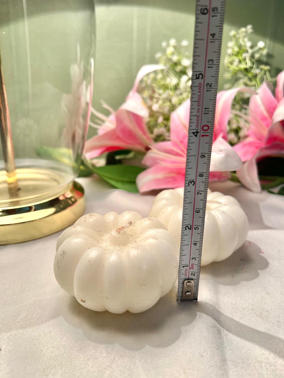 White Pumpkin Candles 6cm - 2 Piece Set