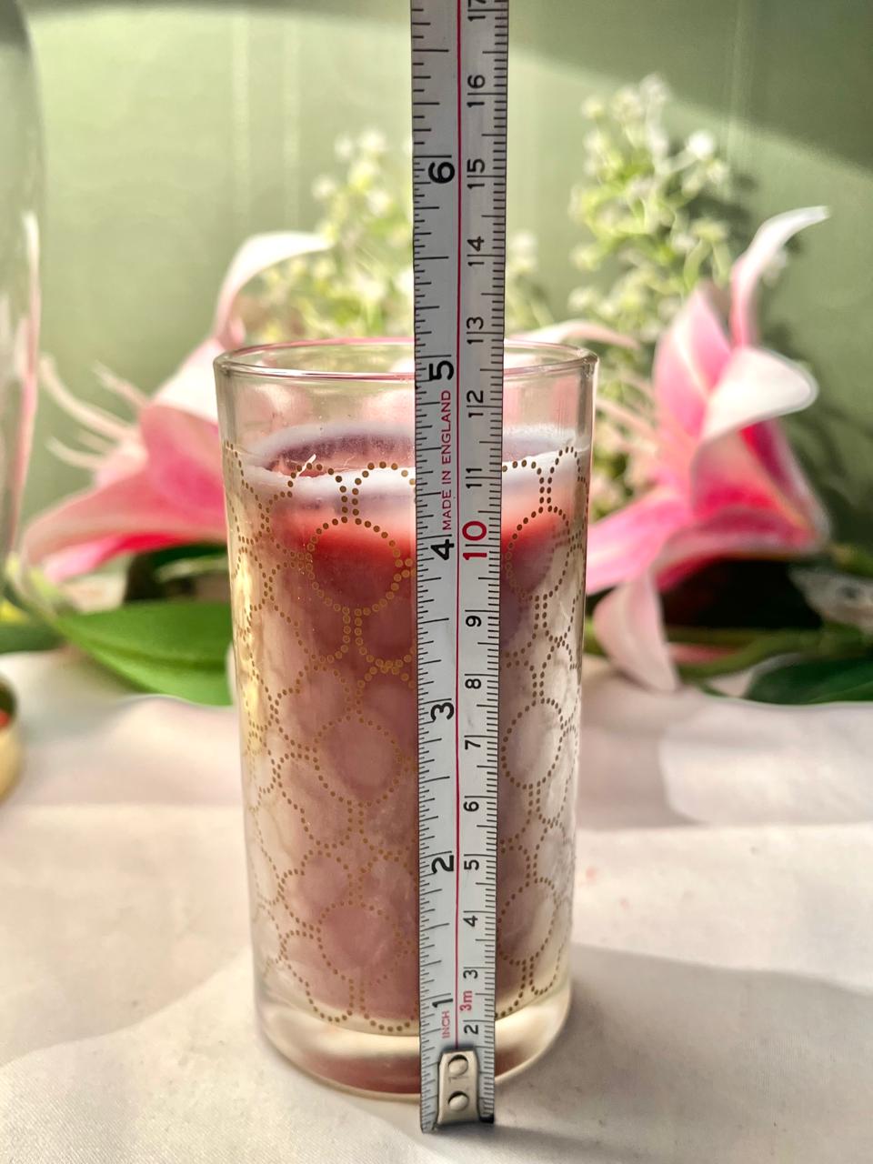 Pink Crystal Container Candle Gold Circle Design 12cm - 1 Piece