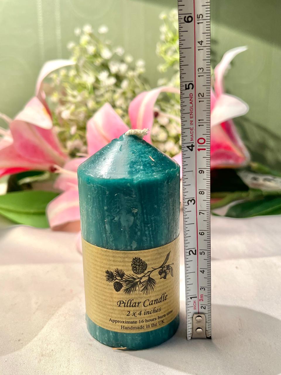 Teal Pillar Candle 4 Inch 16 Hour Burn Time - 1 Piece