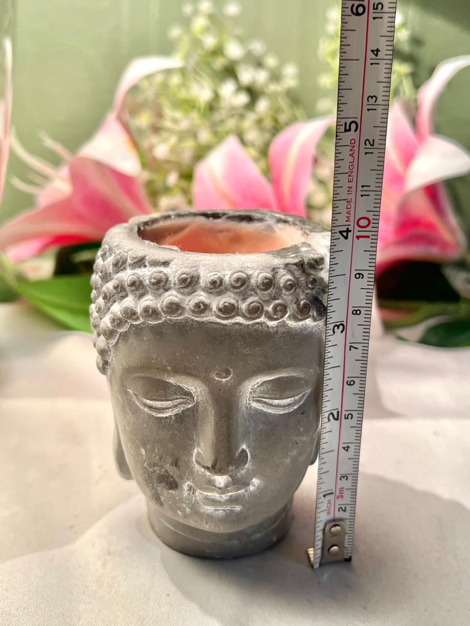 Buddha Head Candle Holder Grey 10cm - 1 Piece