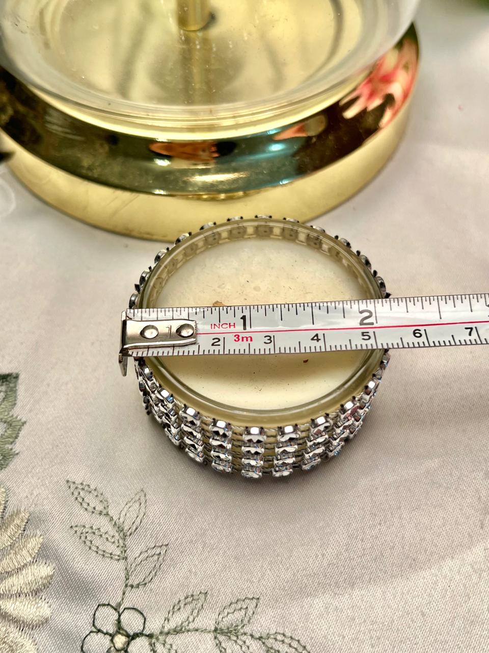 Silver Rhinestone Candle Holder 5.5cm