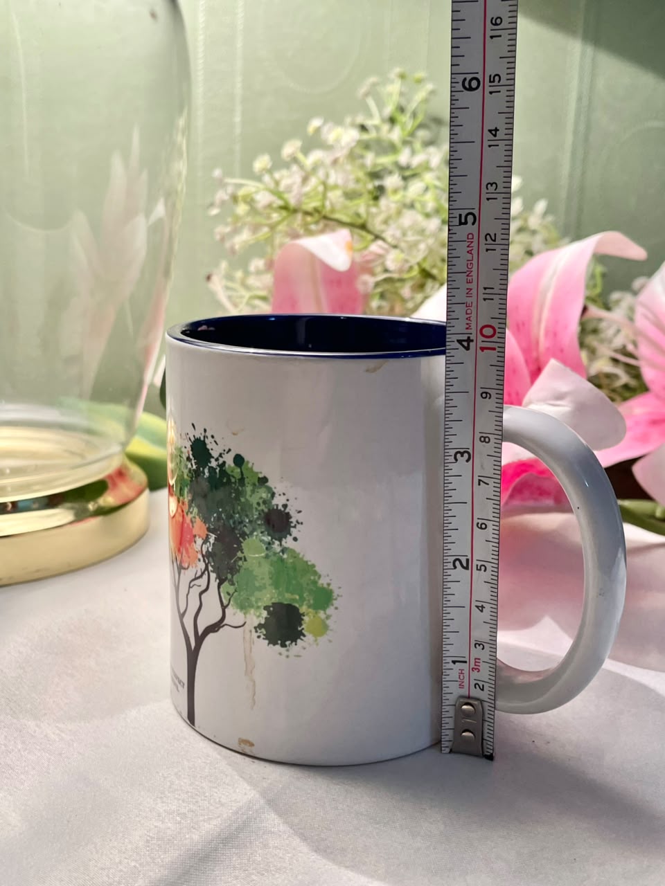 White Tree Design Mug Navy Interior 10cm
