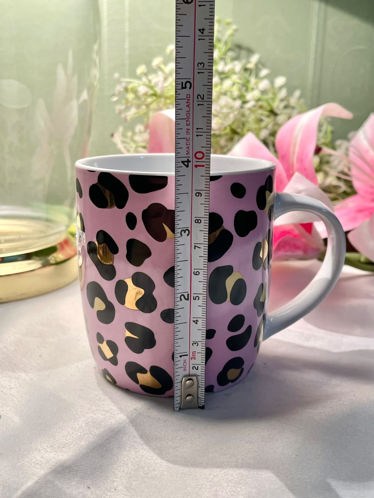 Pink Leopard Print Mug with Gold Accents 10cm