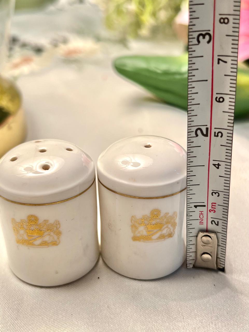 White & Gold Ceramic Salt & Pepper Shaker Set 2-Piece 5cm