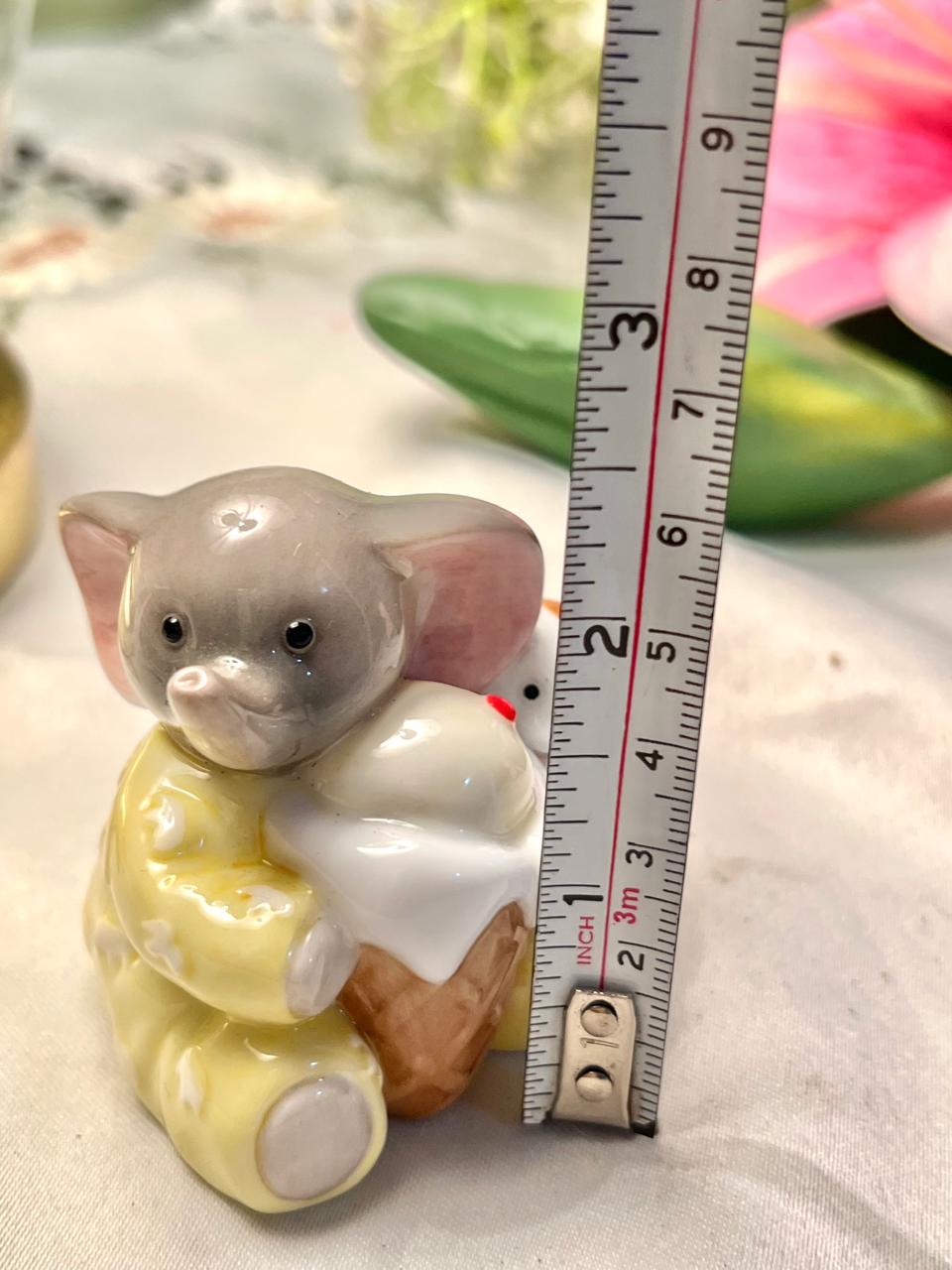 Miniature Elephant & Rabbit Ice Cream Figurine Decor