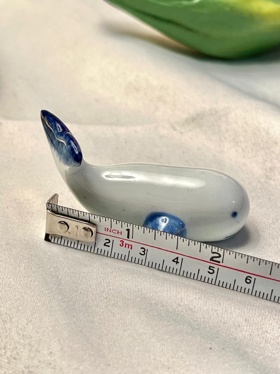 Blue & White Ceramic Seal Figurine Miniature Decor 6cm