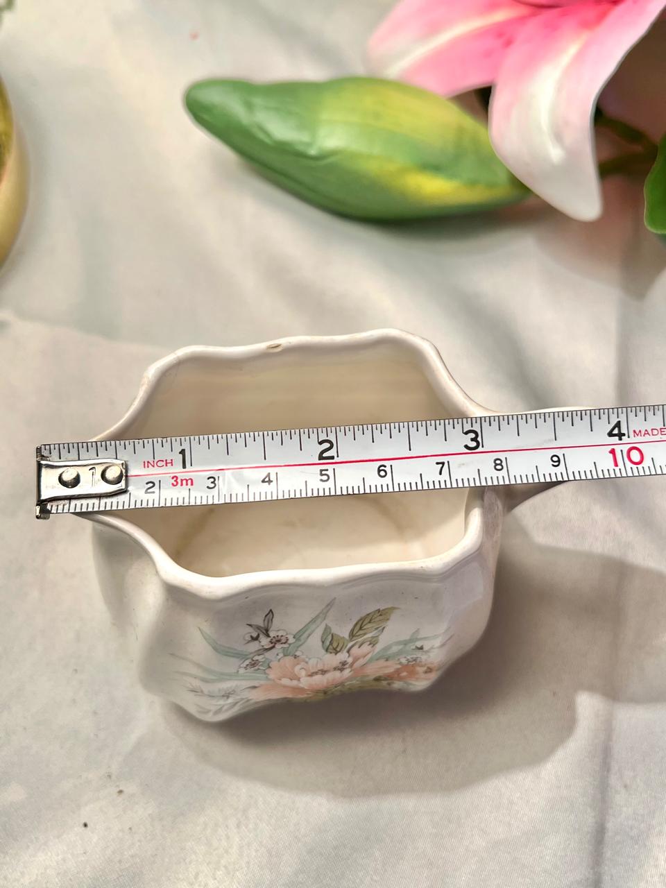 Floral Ceramic Wall Pocket Planter 4 in