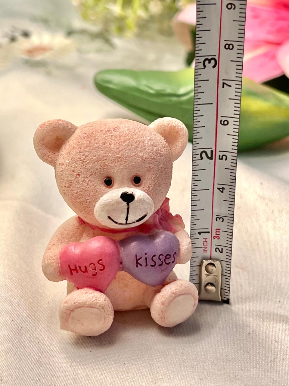 Teddy Bear Hugs & Kisses Heart Figurine 2.5 in