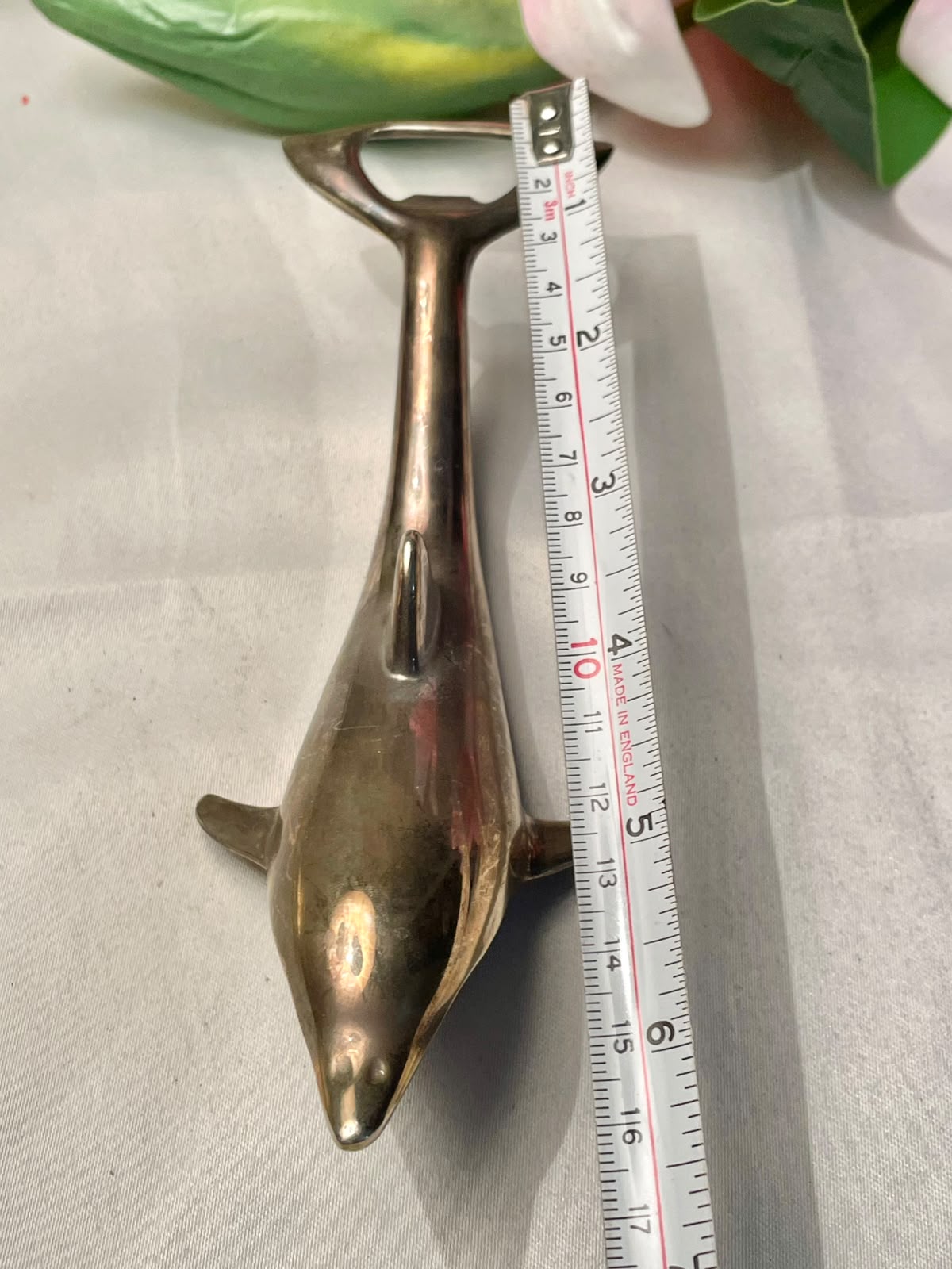 Brass Dolphin Bottle Opener Decor – Approx. 16 cm