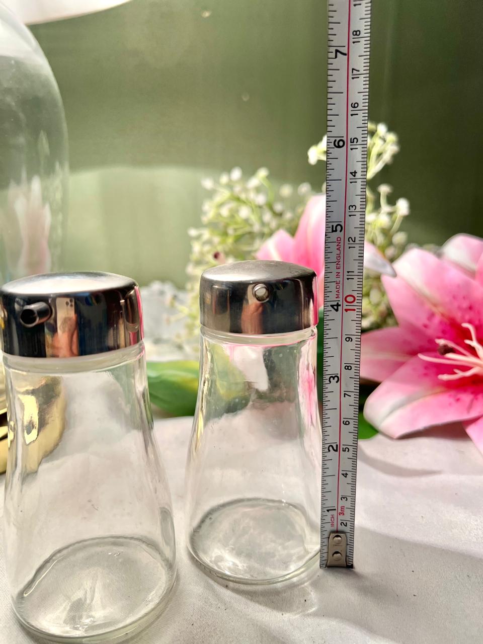 Clear Crystal Pourer Set with Silver-Tone Lids – 2 Piece, 11 cm
