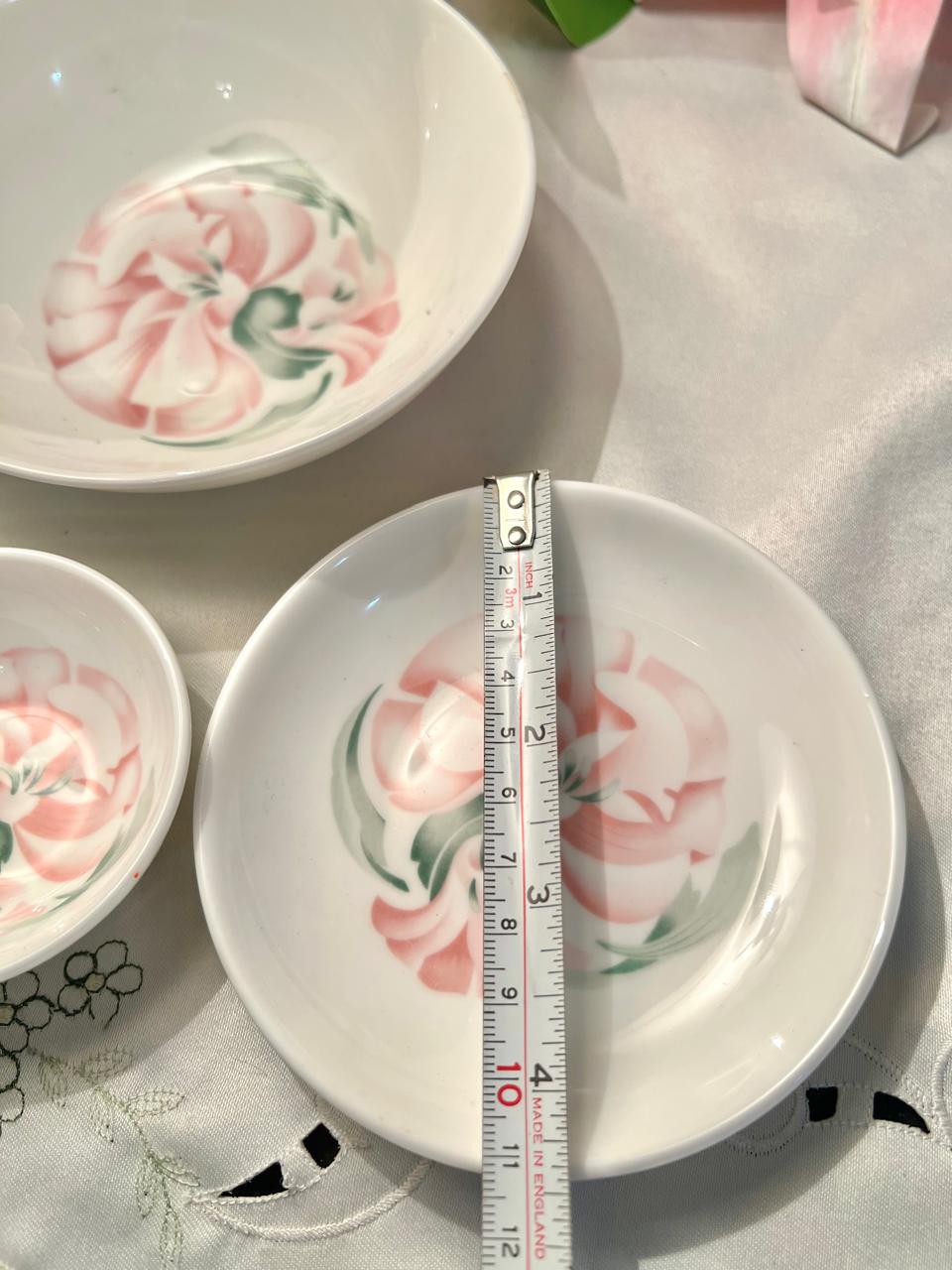 Pink Floral Ceramic Bowl Set 3-Piece 3"–5.5"