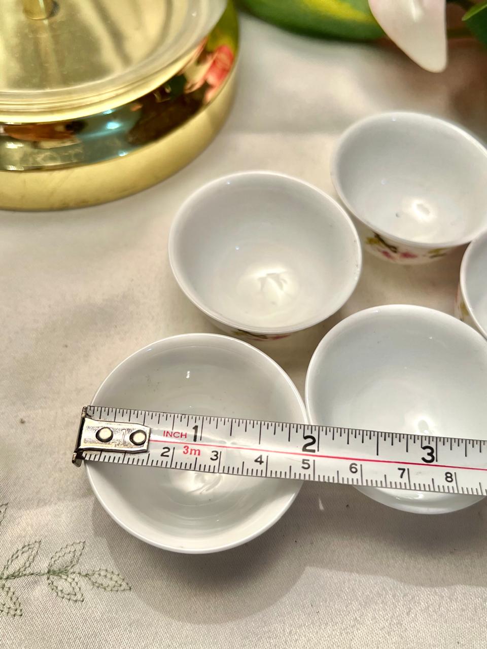 5-Piece Pink Floral Mini Ceramic Bowl Set Approx. 2.5 in
