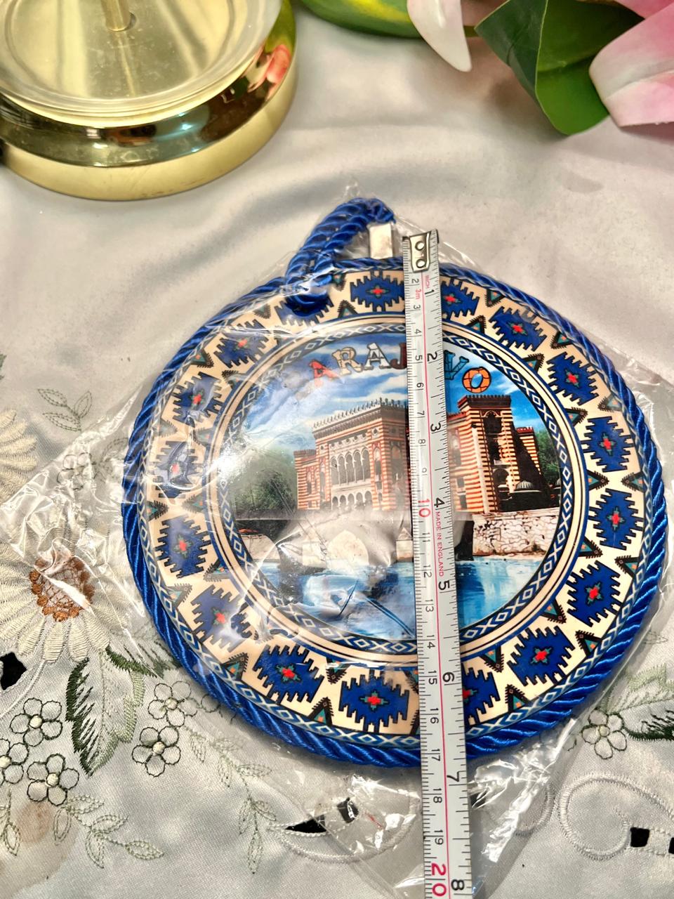 Sarajevo Scenic Wall Plaque Blue Trim Approx. 6.5 in