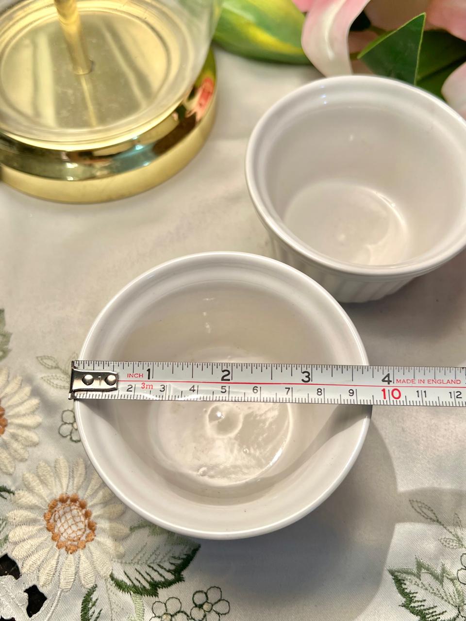 2-Piece White Ceramic Oven-Safe Ramekin Set Approx. 3.5 in