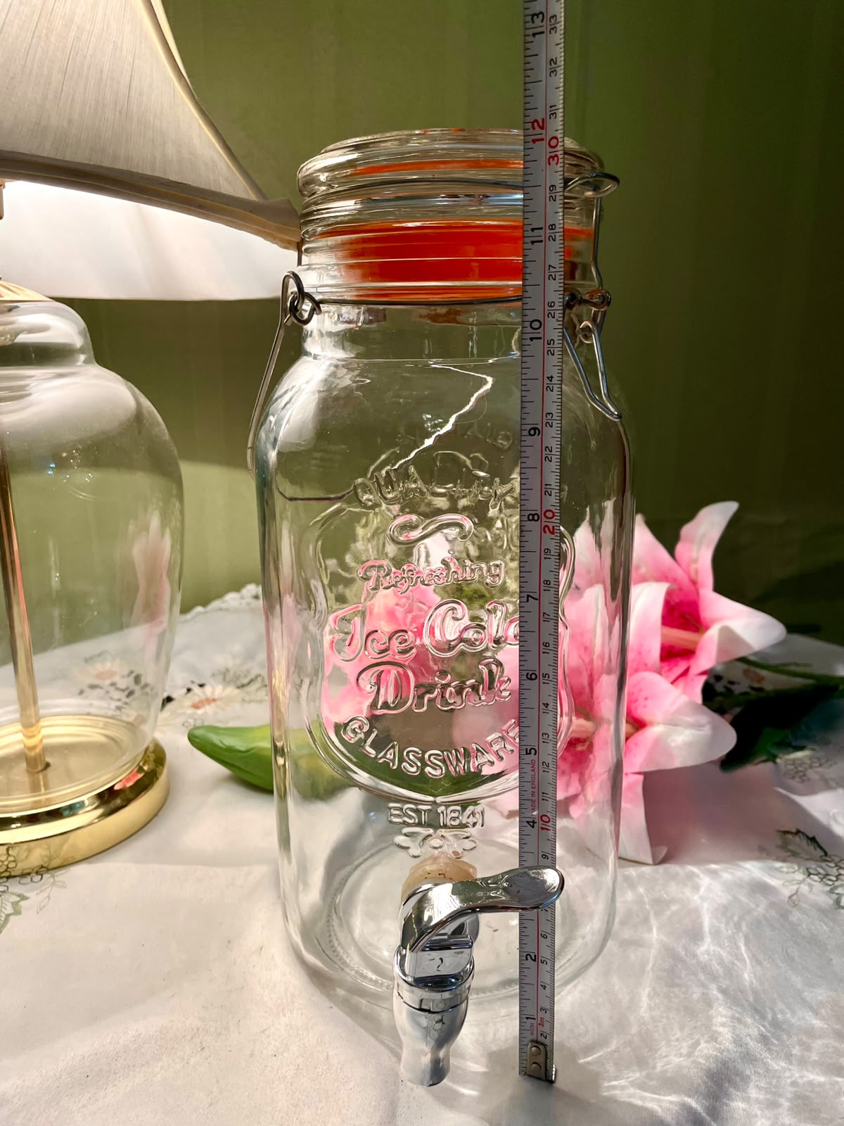 Vintage Crystal Beverage Dispenser with Tap 30 cm