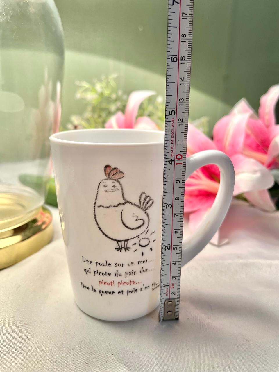 French Chicken “Picoti Picota” Tall Ceramic Mug – Whimsical Hen Design