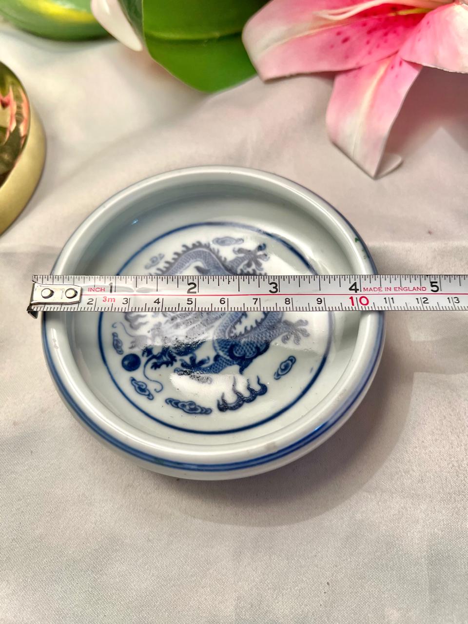Blue & White Dragon Shallow Bowl – Approx. 5 Inch