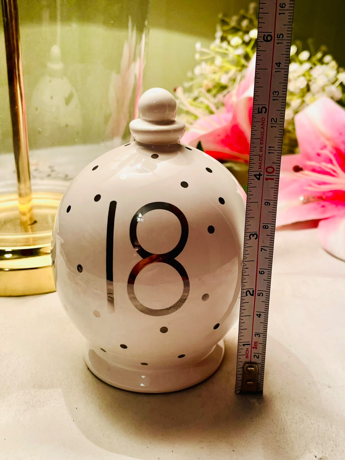 18th Birthday White & Black Ceramic Ornament Money Bank 12 cm