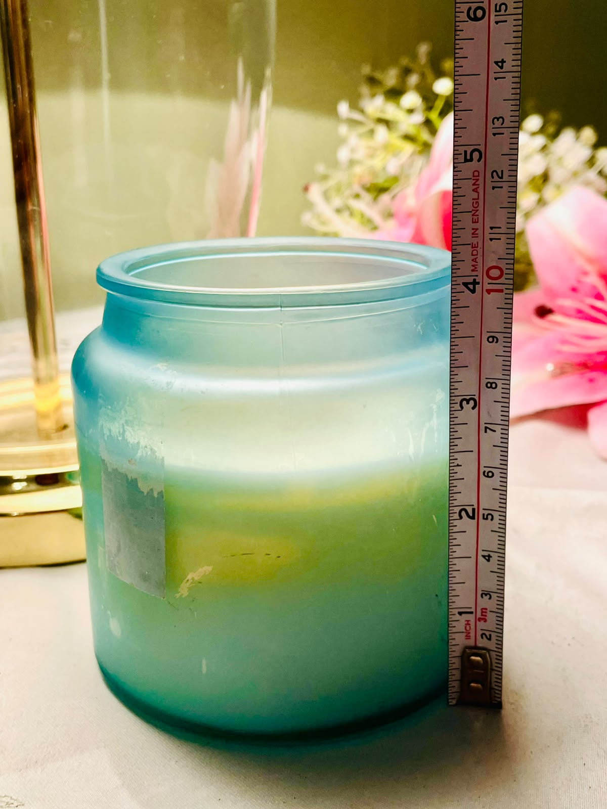 Aqua Frosted Crystal Scented Jar Candle 10 cm
