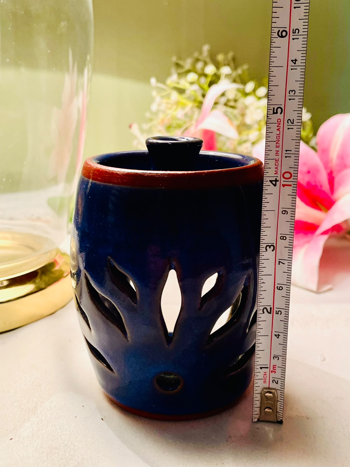 Hand Painting Navy Blue Ceramic Oil & Wax Melt Burner 10 cm