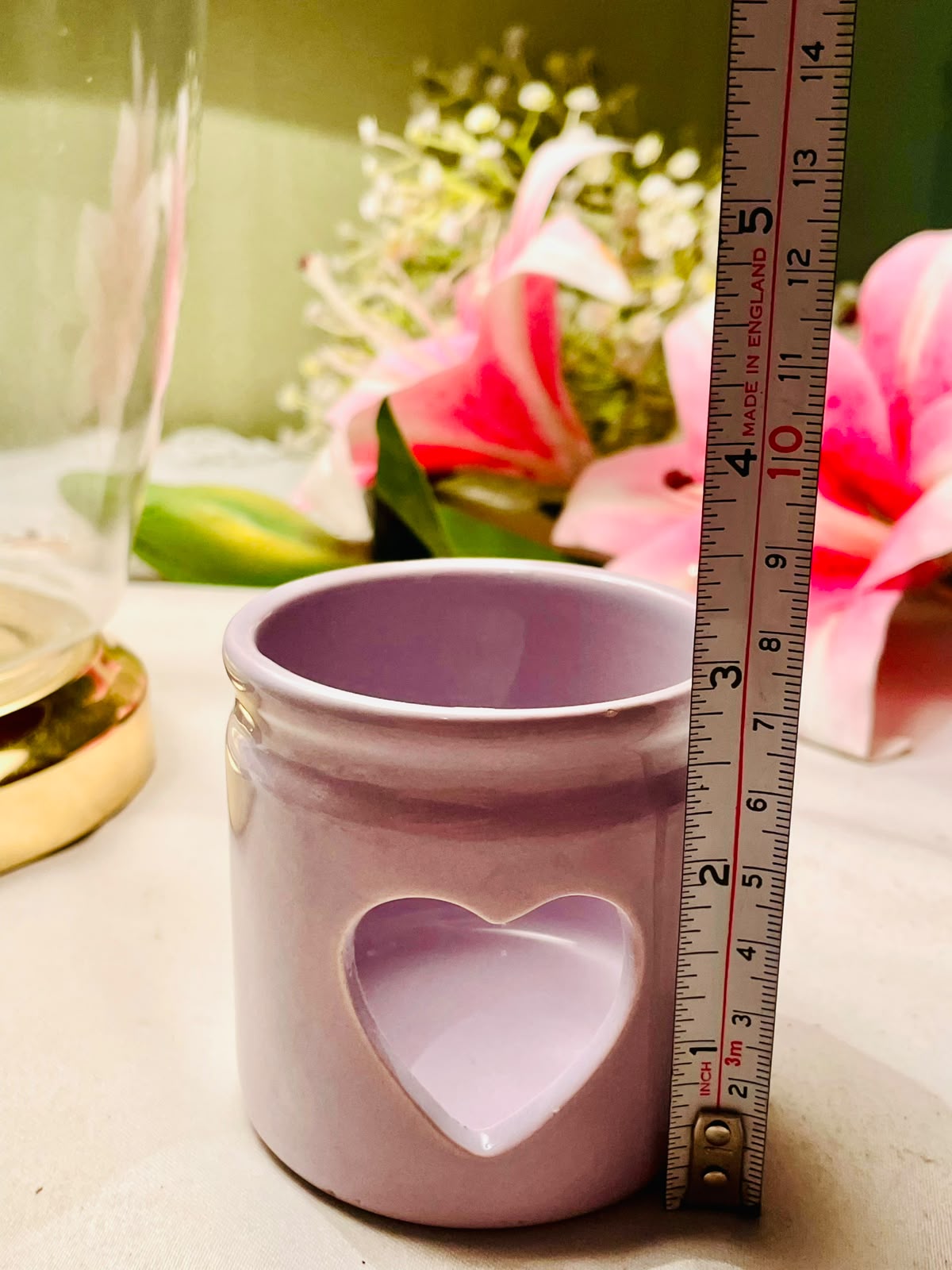 Pink Ceramic Heart Tealight Holder 8 cm