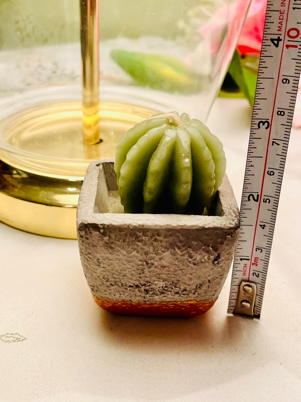 Green Cactus Scented Candle in Square Planter 8cm