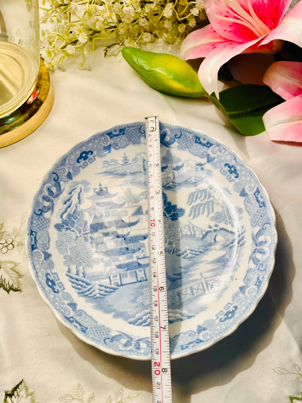 Blue & White Scenic Large Serving Bowl 8 Inch