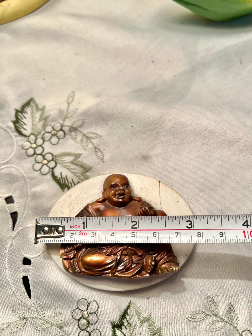 Laughing Buddha Souvenir Fridge Magnet, Bronze Tone, 3.5 in