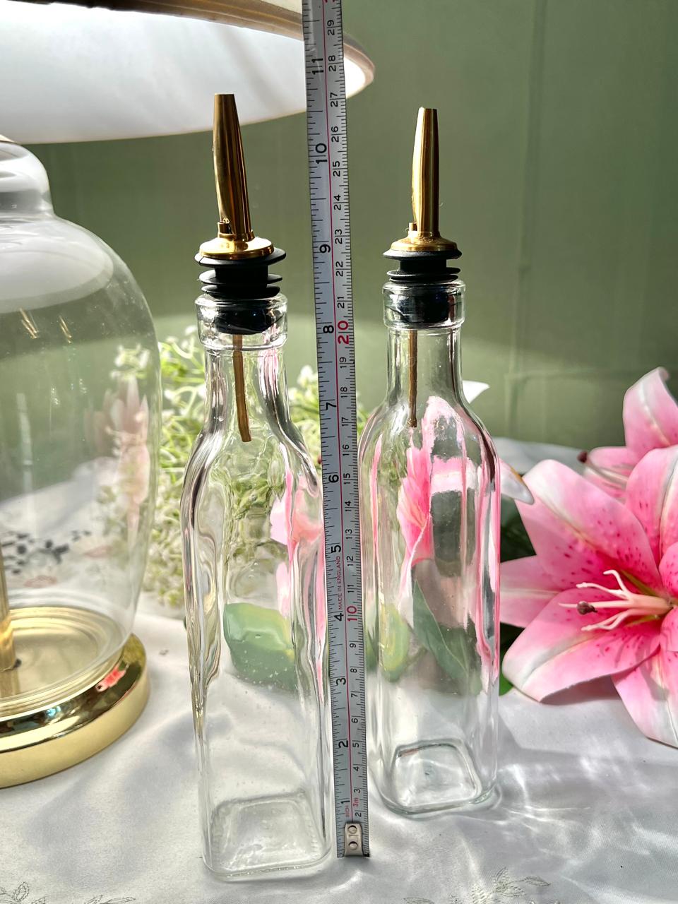 Vintage Crystal Oil & Vinegar Pourer Bottles – Set of 2