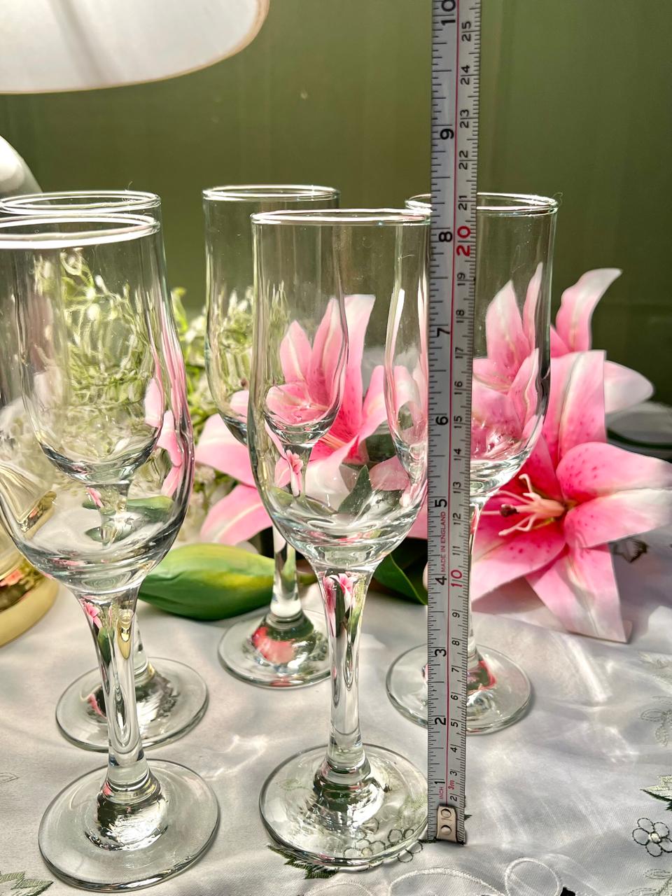 Set of 5 Clear Crystal Champagne Flutes – 8.5 Inch