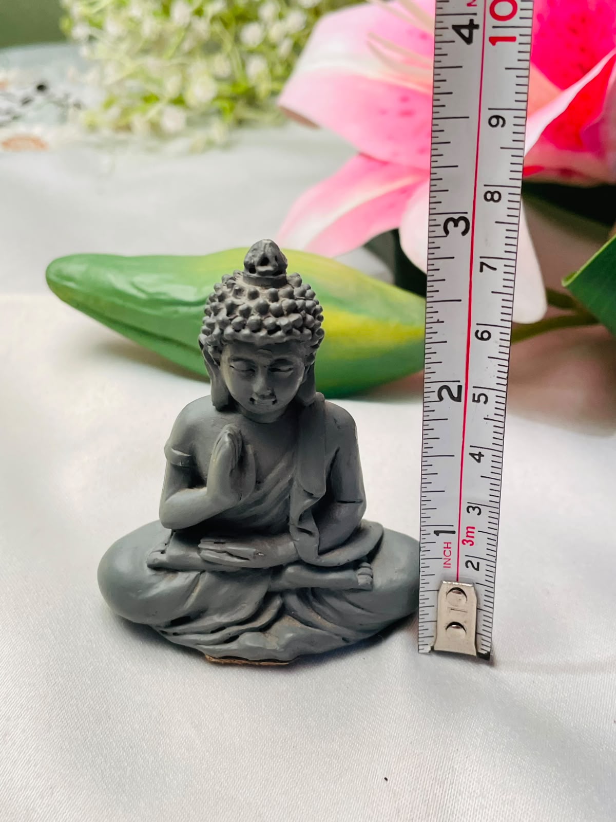 Grey Seated Buddha Miniature Figurine Approx. 6cm