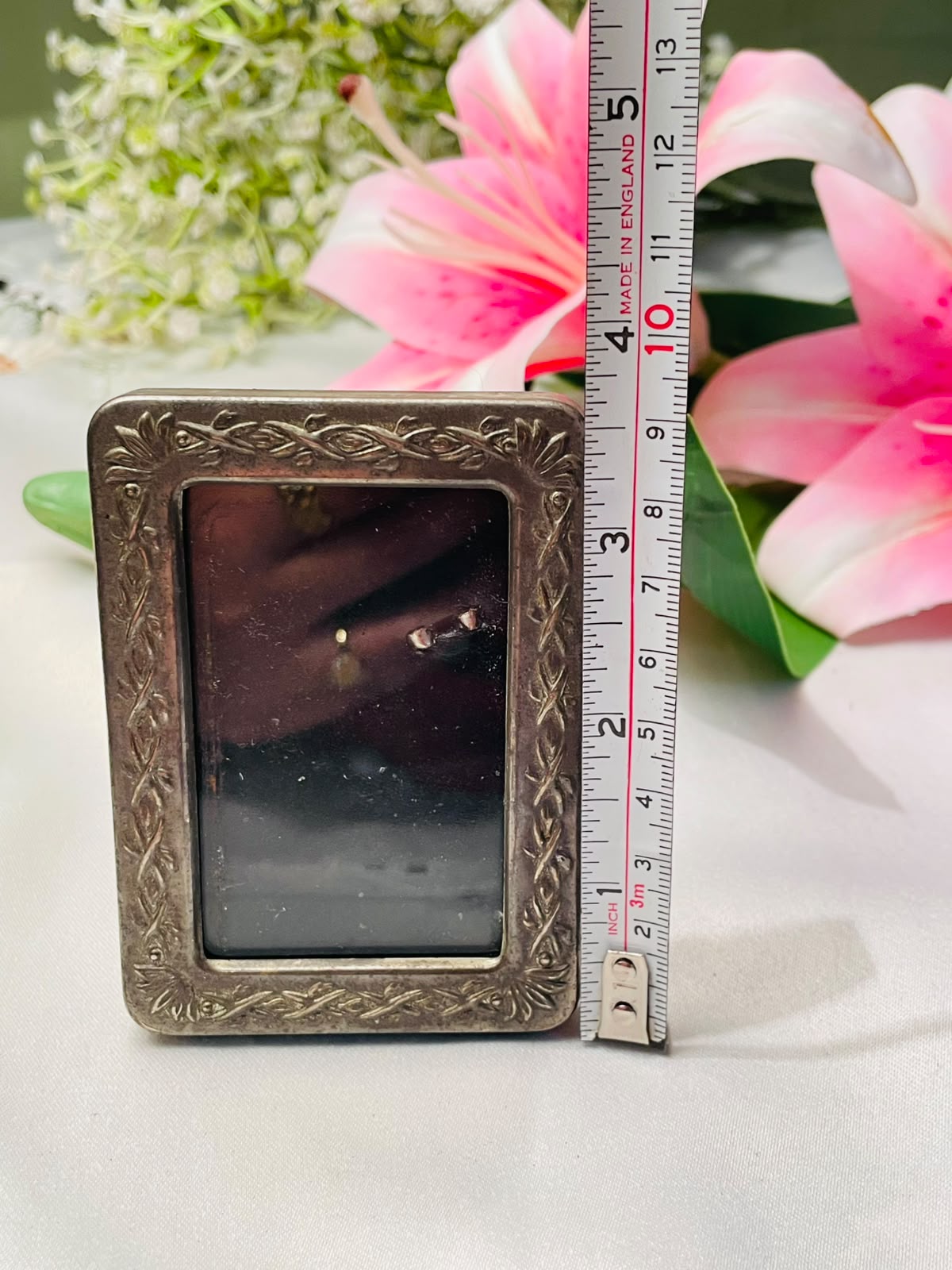 3.5" Silver Floral Photo Frame