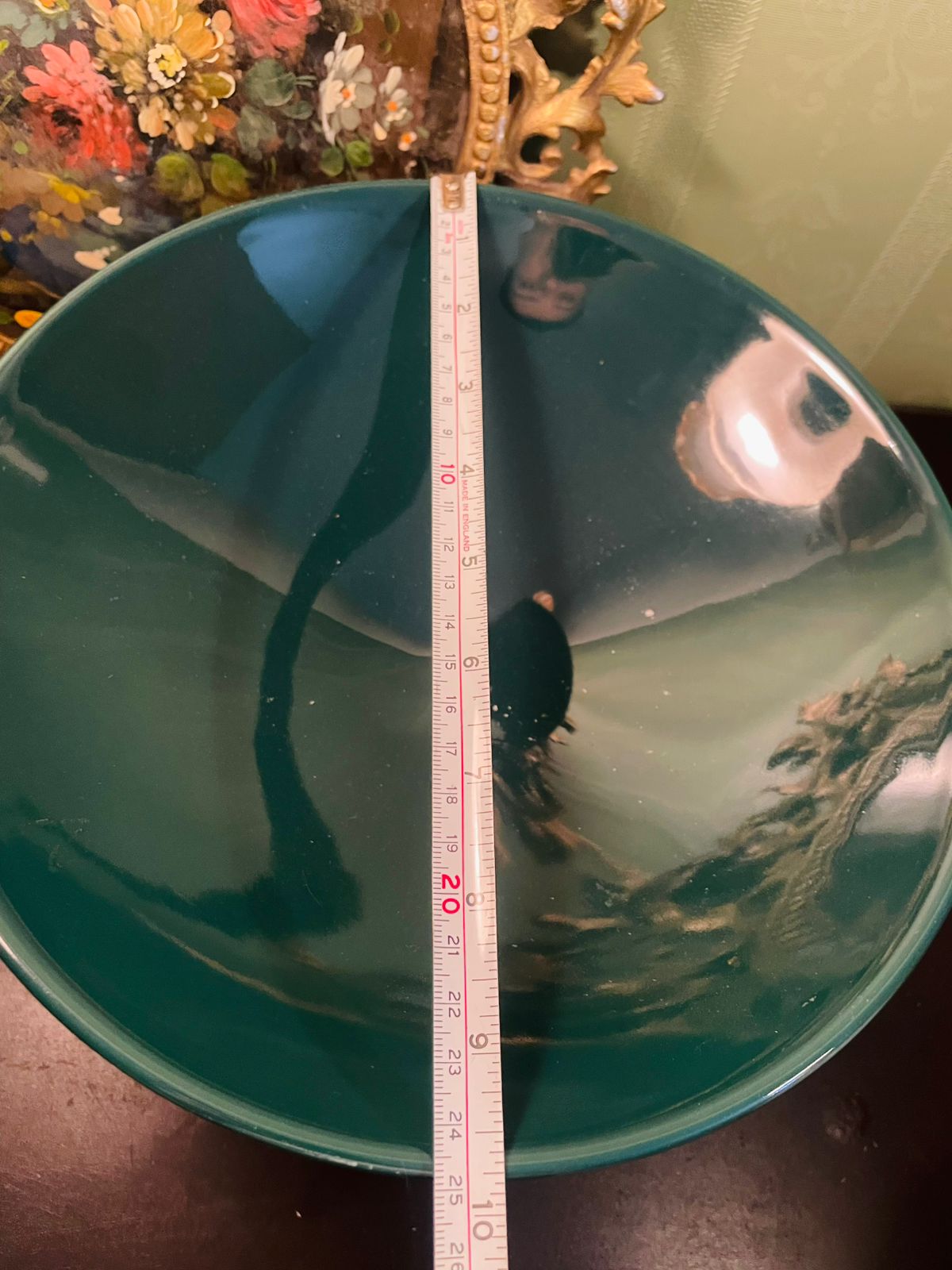 Vintage Teal Glazed Studio Pottery Serving Bowl 10 Inch