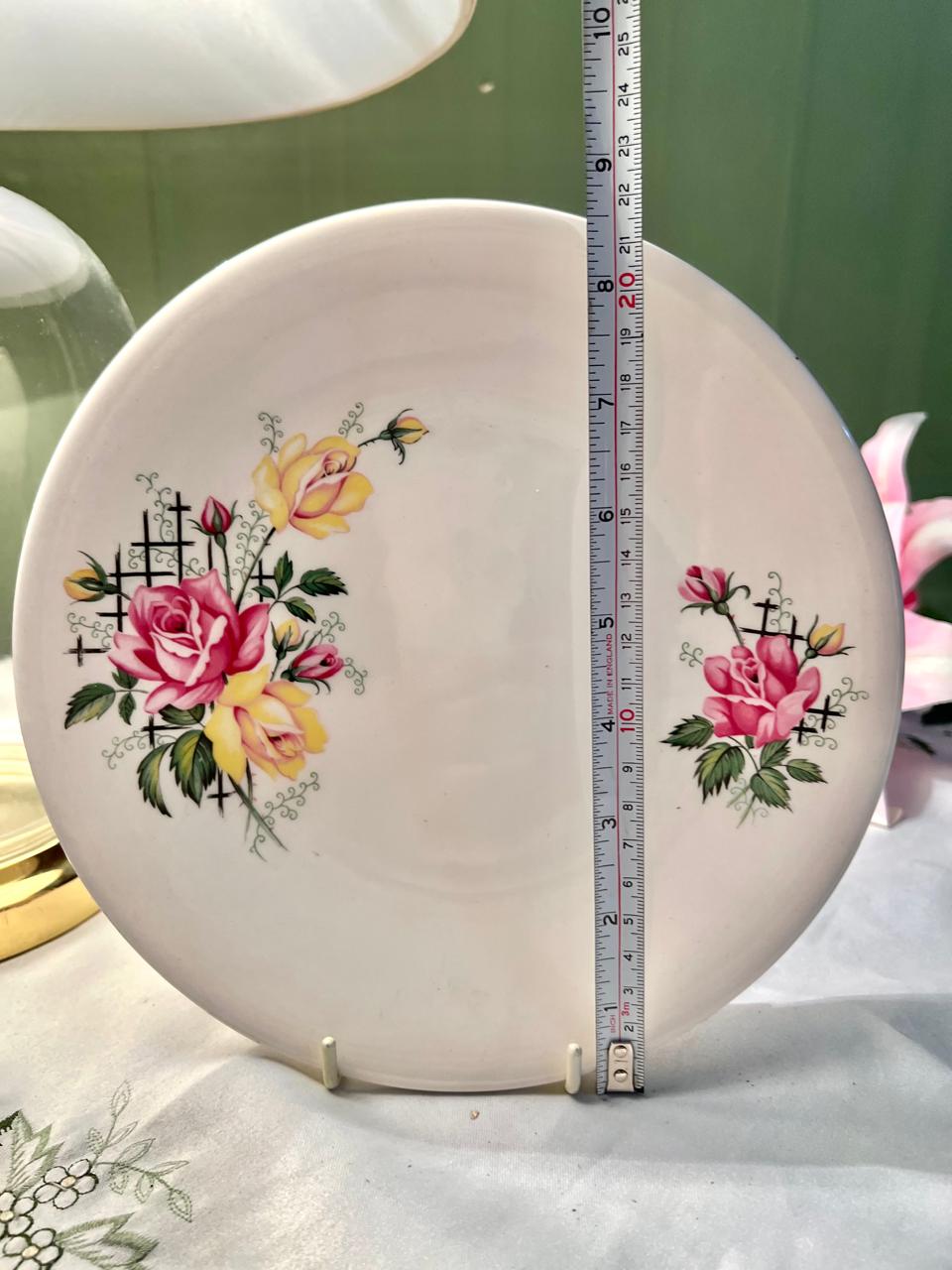Pink & Yellow Rose Floral Decor Plate – 8.5 Inch