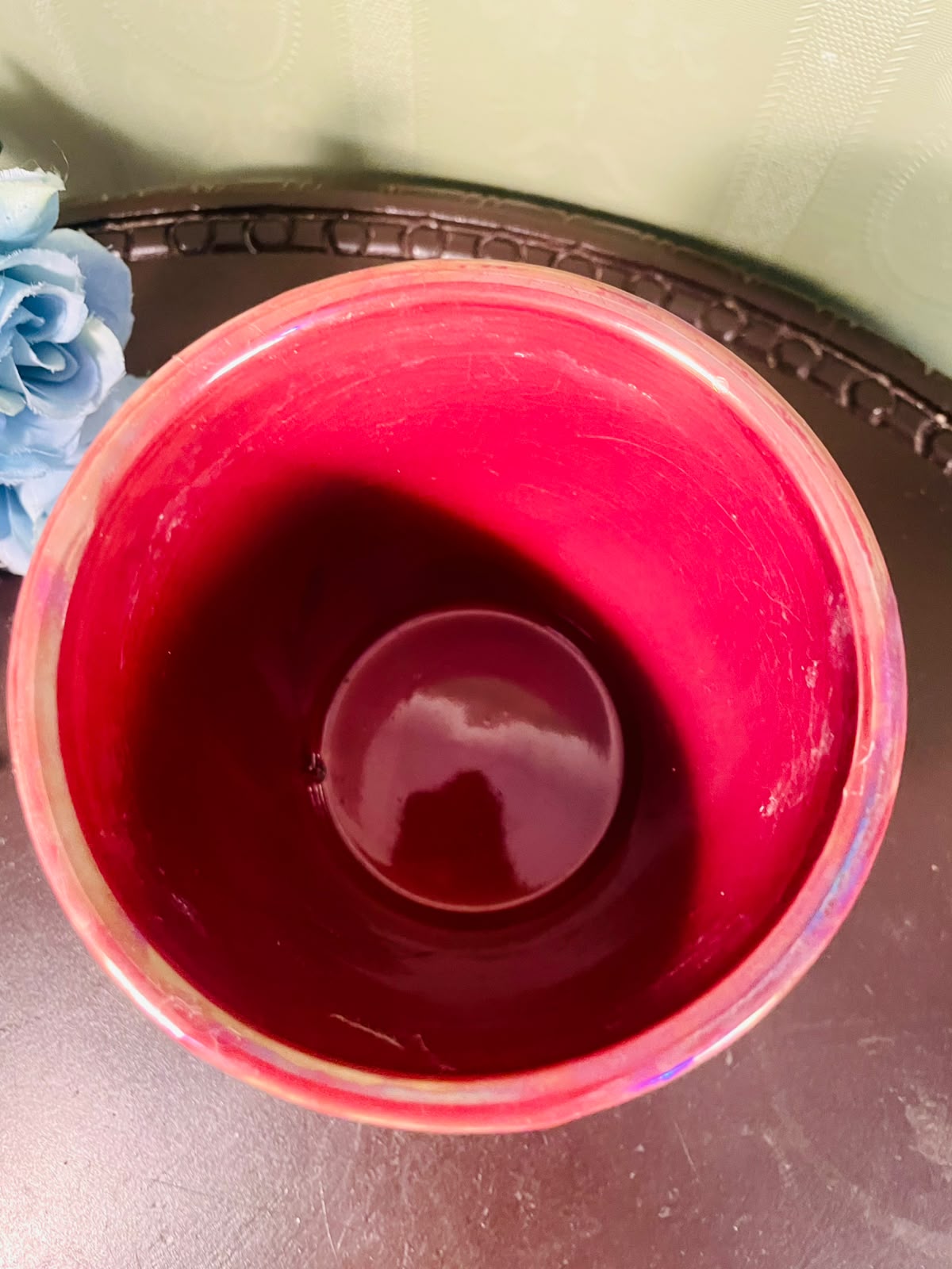 Red Textured Glazed Ceramic Plant Pot – 4.5 Inch