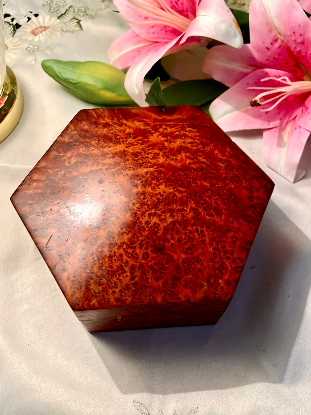 Vintage Wooden Hinged Trinket Box 6 in