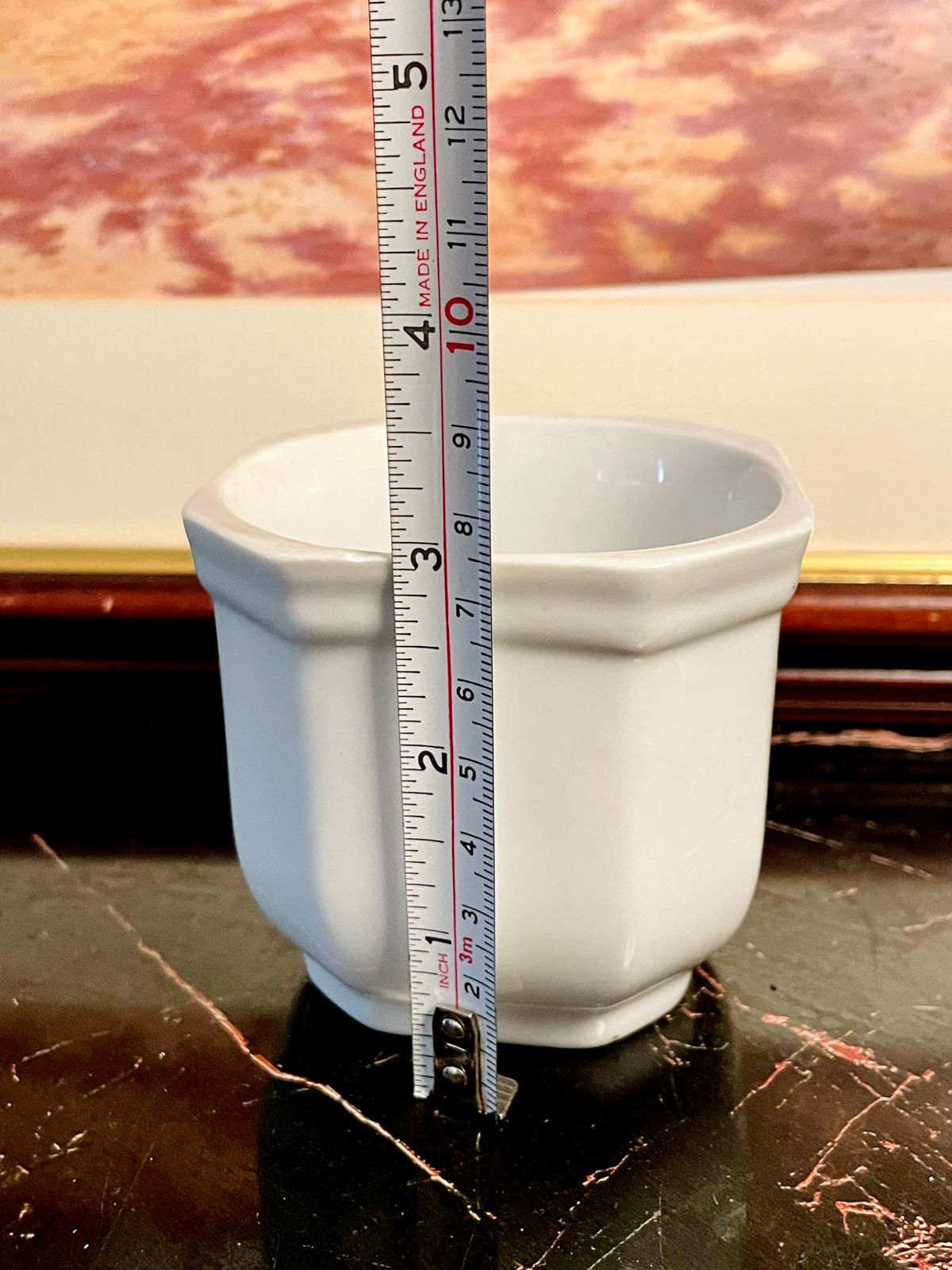 Vintage England White Ceramic Mini Planter – Square Pot